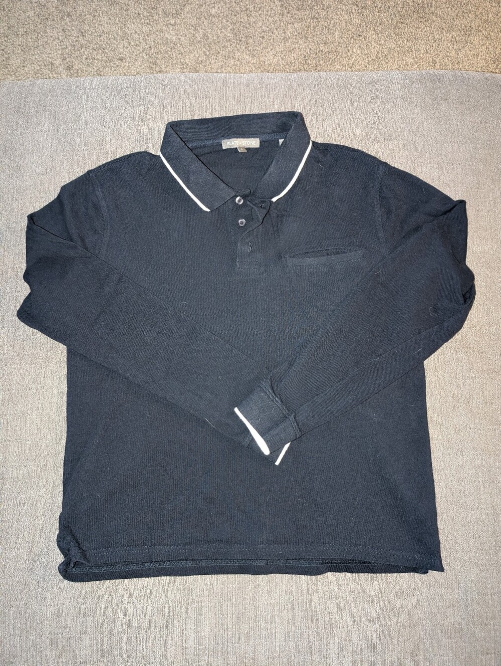 Slate & Stone Dark Navy Polo with Contrast Piping